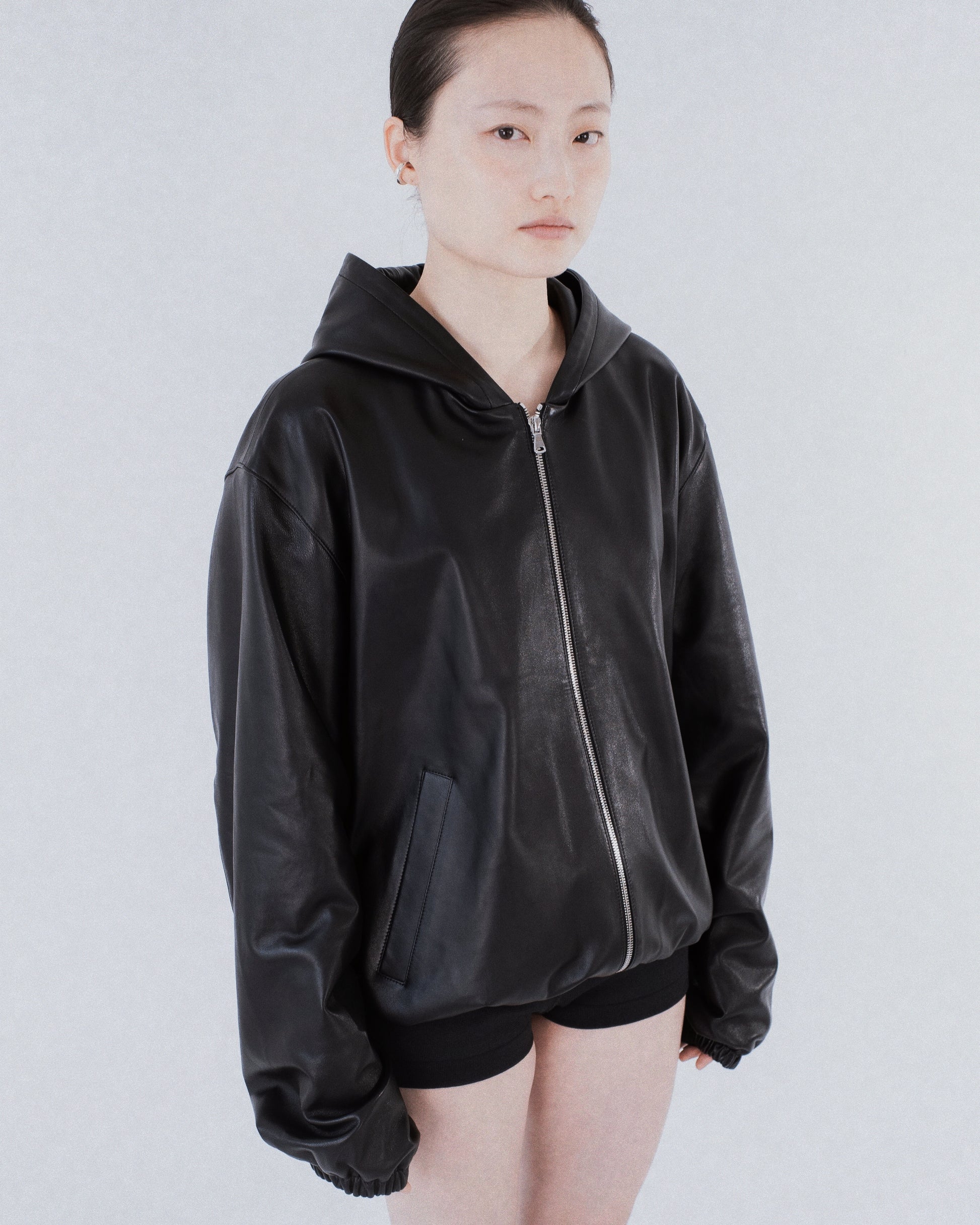 Essential Leather Zip Hoodie