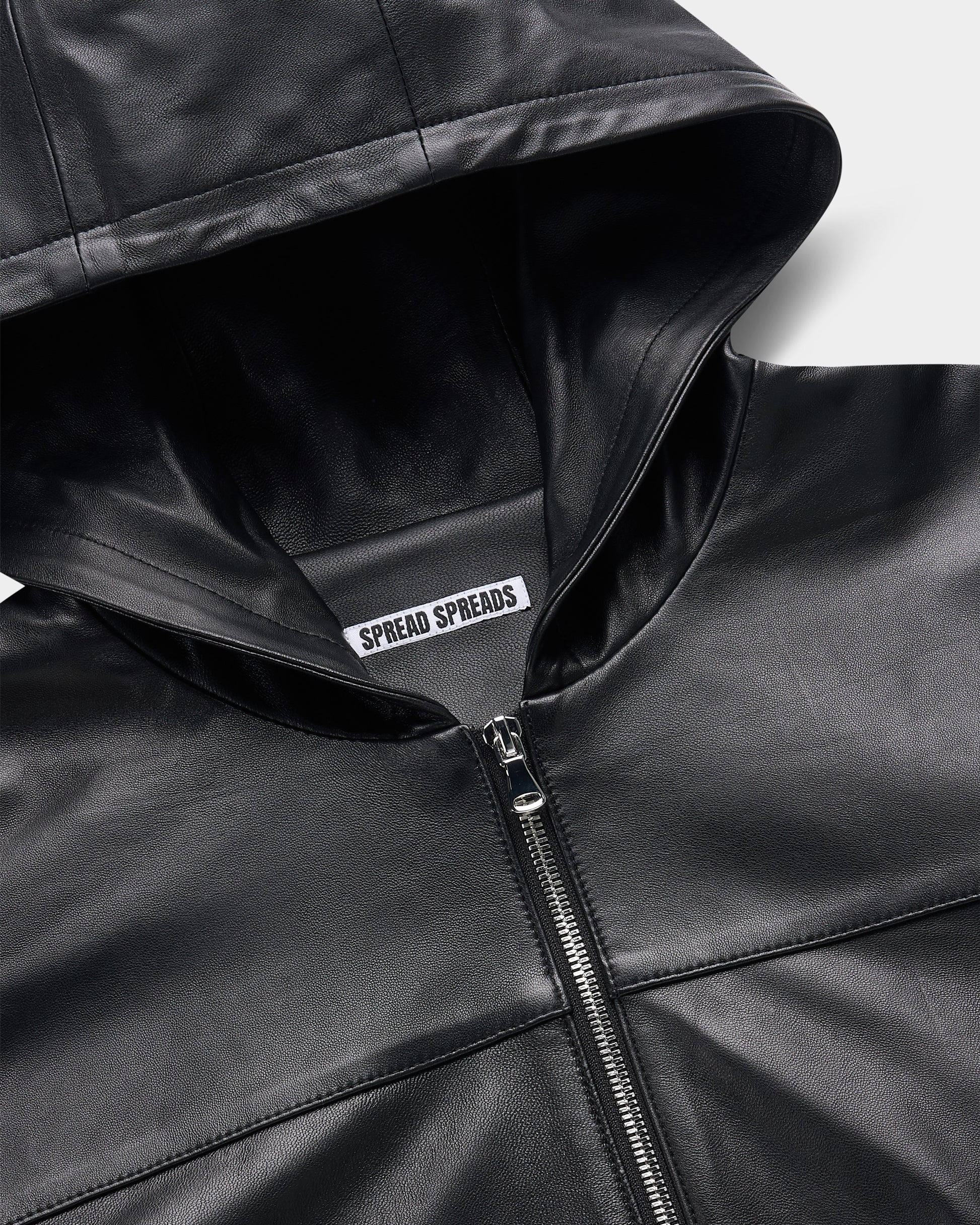 Leather Hoodie (Zip · Dolman Sleeve)