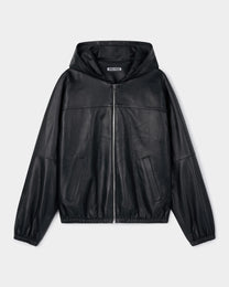 Leather Hoodie (Zip · Dolman Sleeve)