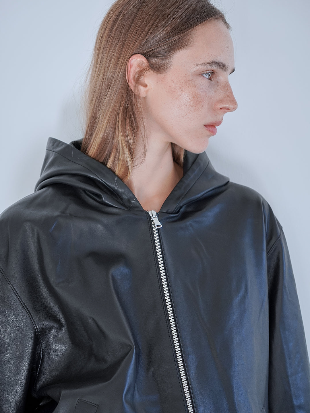 Essential Leather Zip Hoodie