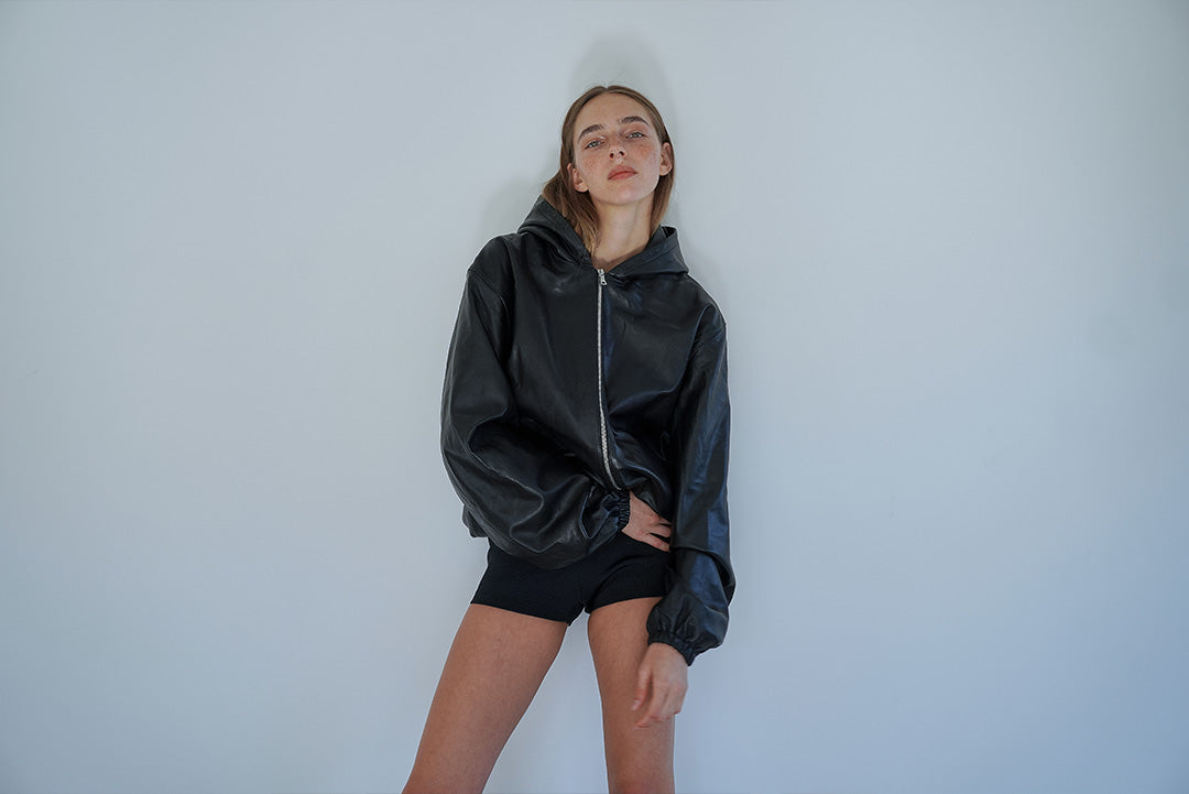 Essential Leather Zip Hoodie