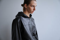 Relaxed Dolman Leather Hoodie