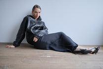Relaxed Dolman Leather Hoodie